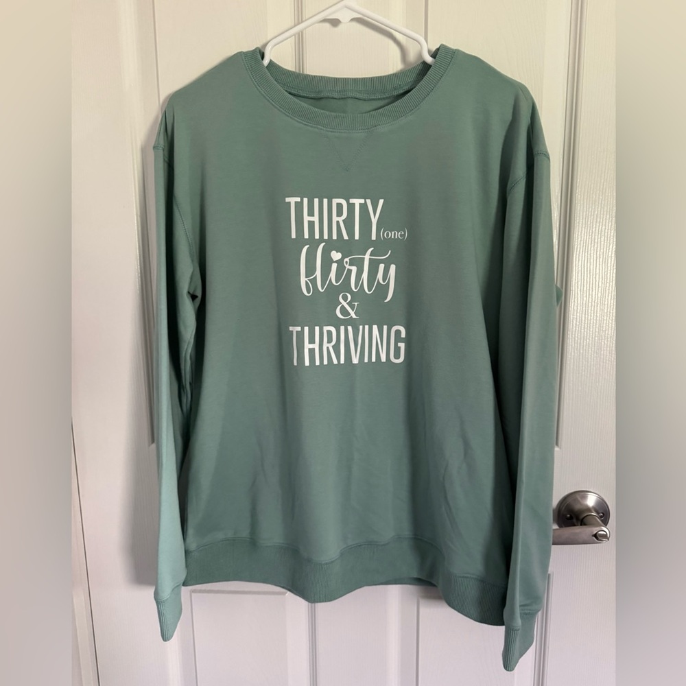 Crew Neck Sweatshirt, Sage Green, Size L, Unbranded